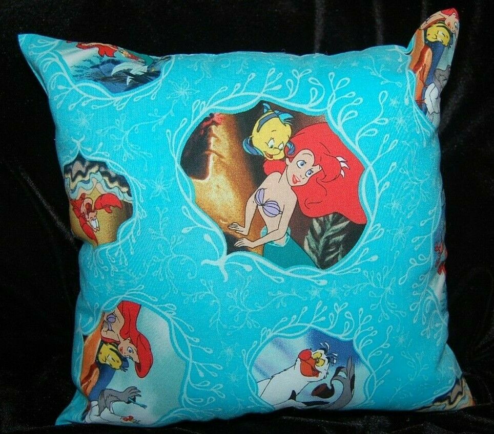 DISNEY HANDMADE PRINCESS ARIEL / LITTLE MERMAID TRAVEL CUDDLE   PILLOW - Fresh Stock Dated December 2025