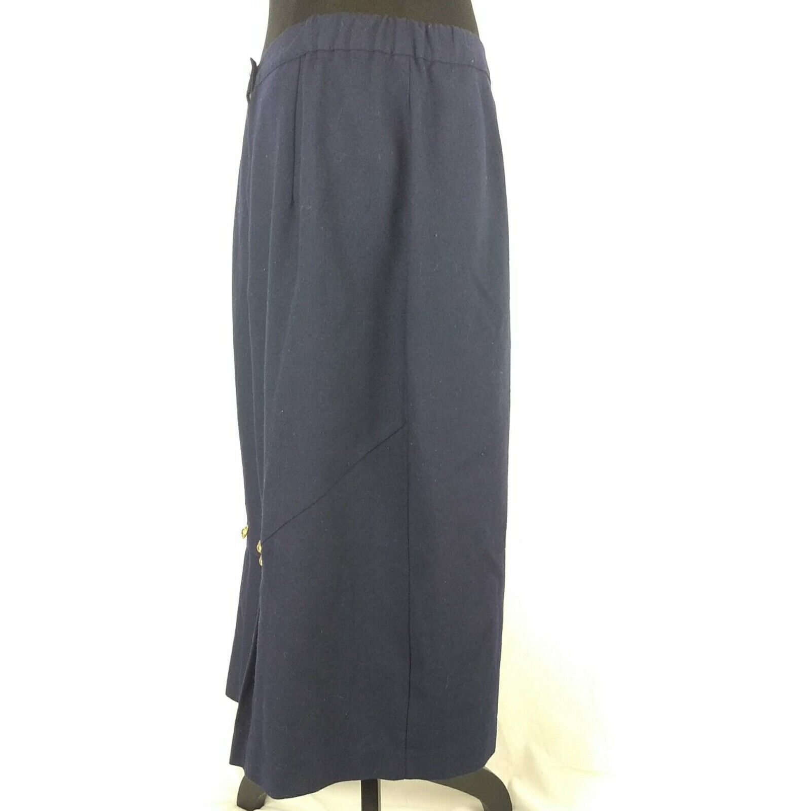 Vintage Pyke Limited Skirt Navy Dark Blue Women's 14 Brass Buttons Pleats - Fresh Stock Dated March 2026