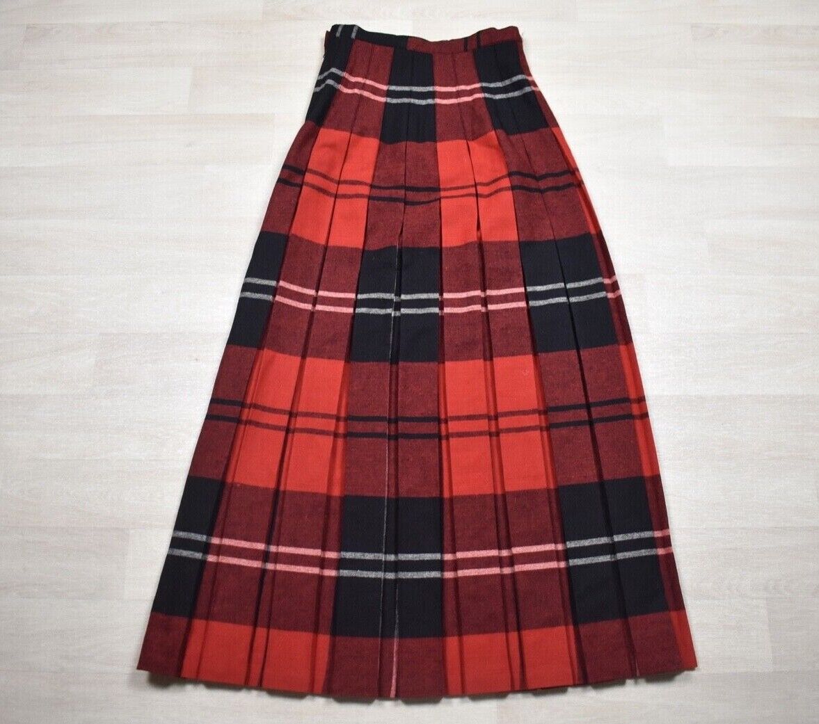 VTG 80s Jack Winter Tartan Plaid Maxi Skirt Dark Academia Preppy Wool Blend Red - Fresh Stock Dated March 2026