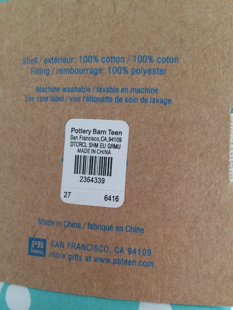 PB Teen Dottie Circle Euro Pillow Sham New Quilted - Fresh Stock Dated January 2026