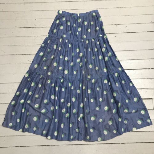 VTG 70s John Meyer Blue Floral Tiered Maxi Long Skirt Cotton M/L - Fresh Stock Dated February 2026