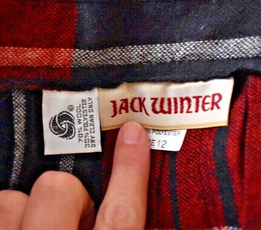 VTG 80s Jack Winter Tartan Plaid Maxi Skirt Dark Academia Preppy Wool Blend Red - Fresh Stock Dated March 2026