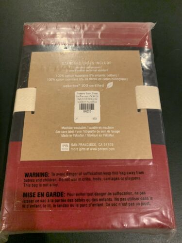 Pottery Barn Teen Rugby Stripe Pillow Cases Navy Maroon Set Of 2 NWT - Fresh Stock Dated December 2025