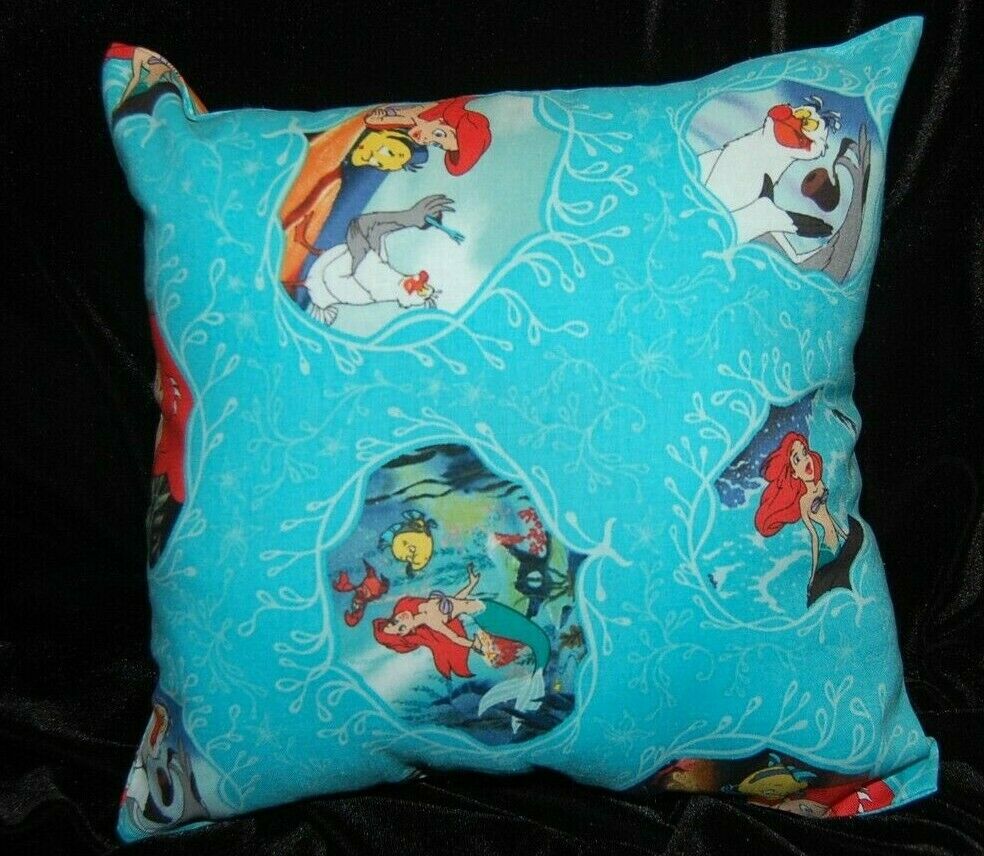 DISNEY HANDMADE PRINCESS ARIEL / LITTLE MERMAID TRAVEL CUDDLE   PILLOW - Fresh Stock Dated December 2025