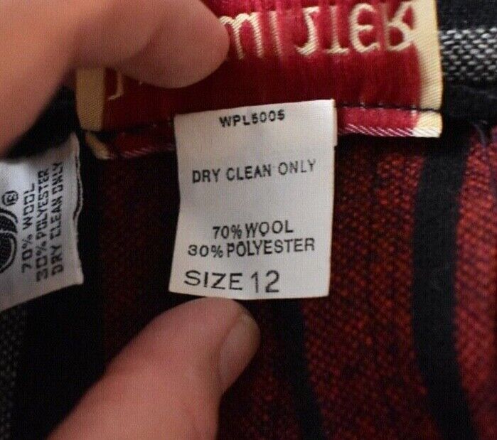 VTG 80s Jack Winter Tartan Plaid Maxi Skirt Dark Academia Preppy Wool Blend Red - Fresh Stock Dated March 2026