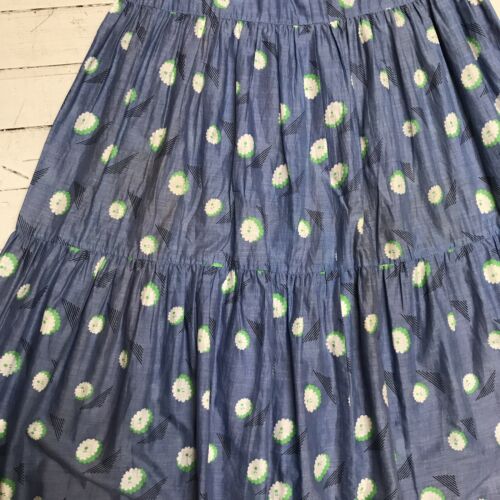 VTG 70s John Meyer Blue Floral Tiered Maxi Long Skirt Cotton M/L - Fresh Stock Dated February 2026