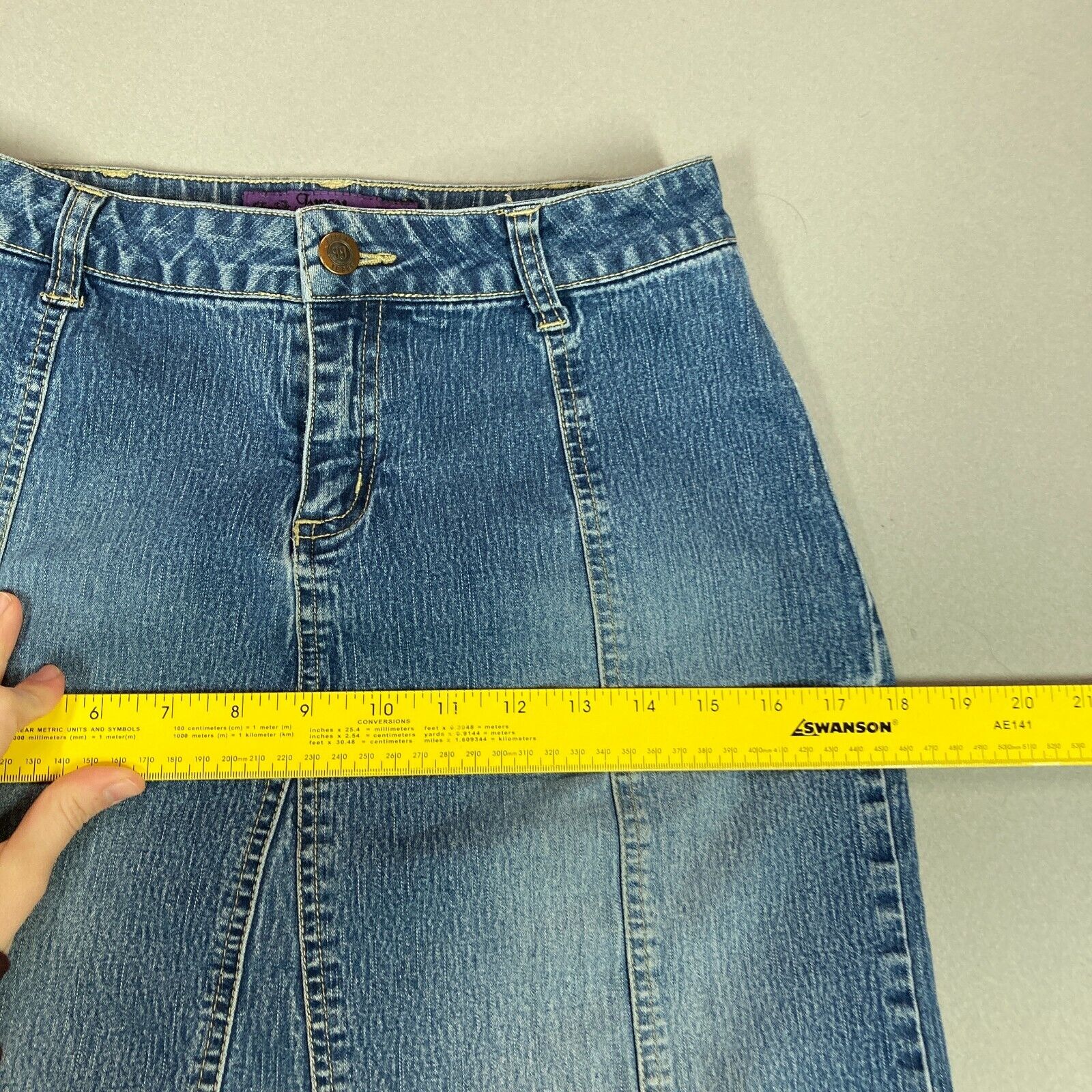 Vintage 90s Y2K Denim Low Rise Fringe Jean Skirt Rave Fairycore Bratz Size 3/4 - Fresh Stock Dated March 2026