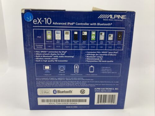 Alpine EX-10 Bluetooth Mp3 iPod Control New Open Box Car Music Player - Fresh Stock Dated February 2026