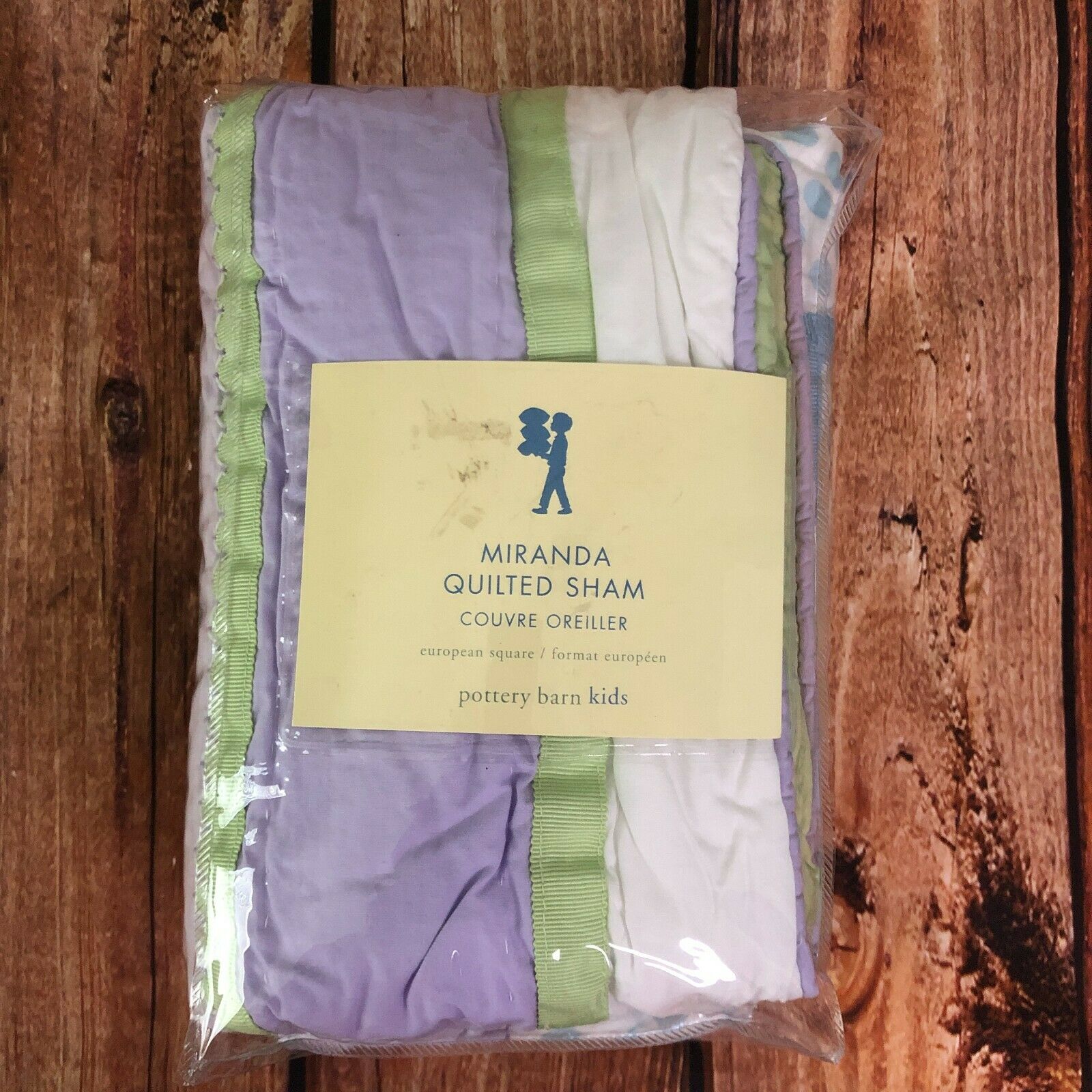 POTTERY BARN KIDS PBK PURPLE GREEN BLUE QUILTED MIRANDA EURO PILLOW SHAM NEW! - Fresh Stock Dated December 2025