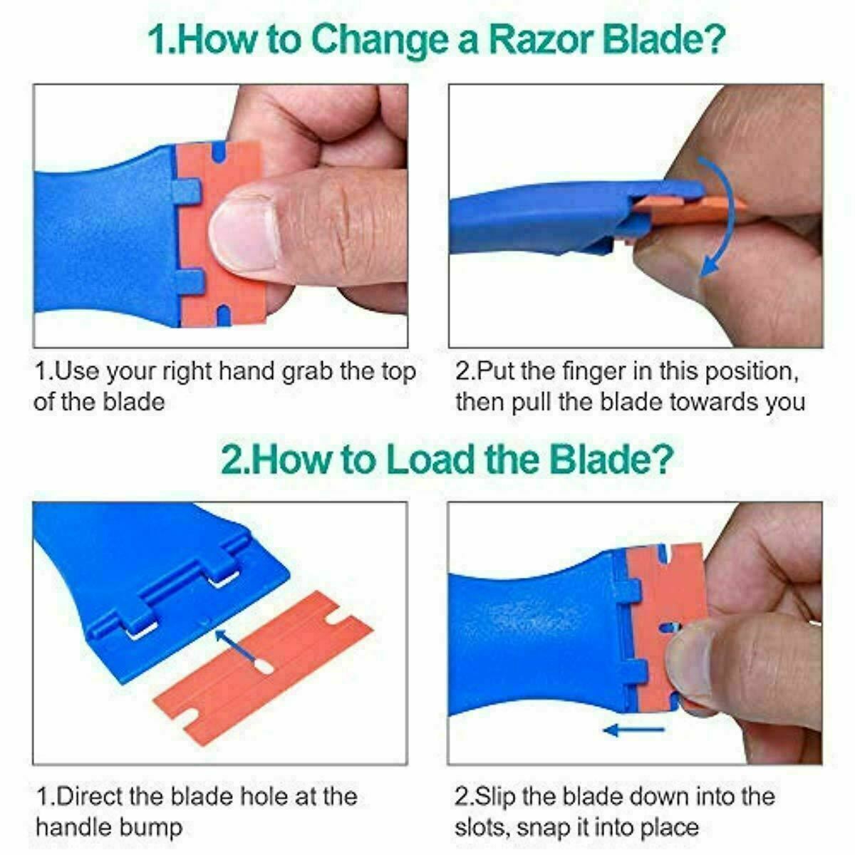 Plastic Razor Blade Scraper 2 Pack Tool & 100 Pack Plastic Razor Blades - Fresh Stock Dated February 2026