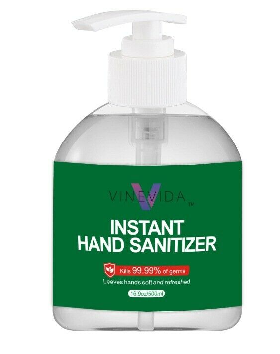 Hand Sanitizer Gel Moisturizing 16.9oz/500ml by Vinevida - 12 Bottle Bundle - Fresh Stock Dated February 2026