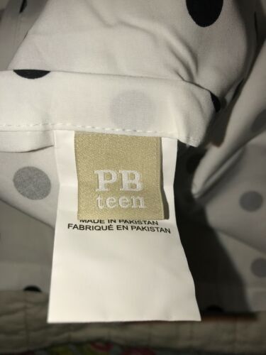 Pb Pottery Barn Teen White Black Polka Dots Single Euro Pillow Sham All Cotton - Fresh Stock Dated December 2025