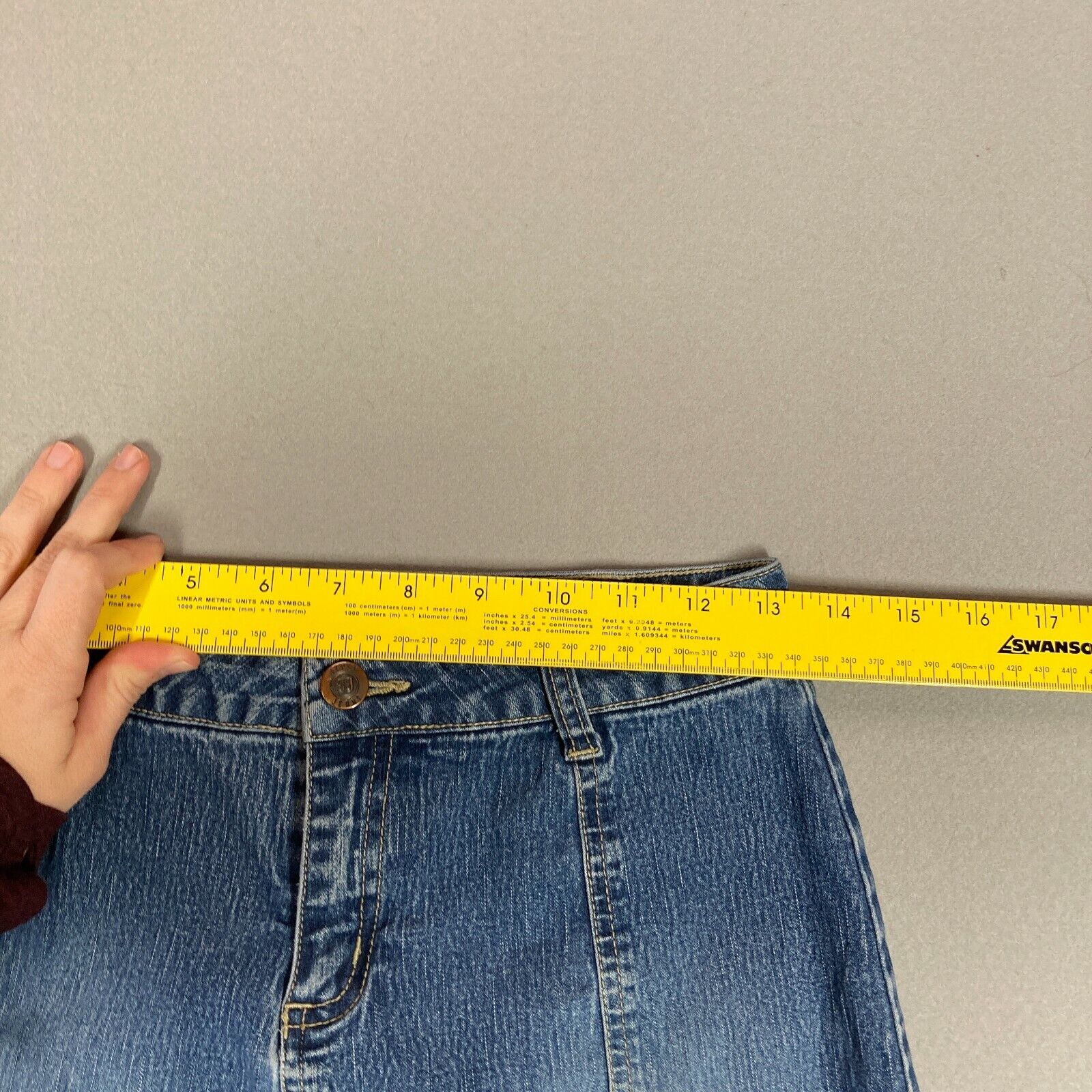 Vintage 90s Y2K Denim Low Rise Fringe Jean Skirt Rave Fairycore Bratz Size 3/4 - Fresh Stock Dated March 2026