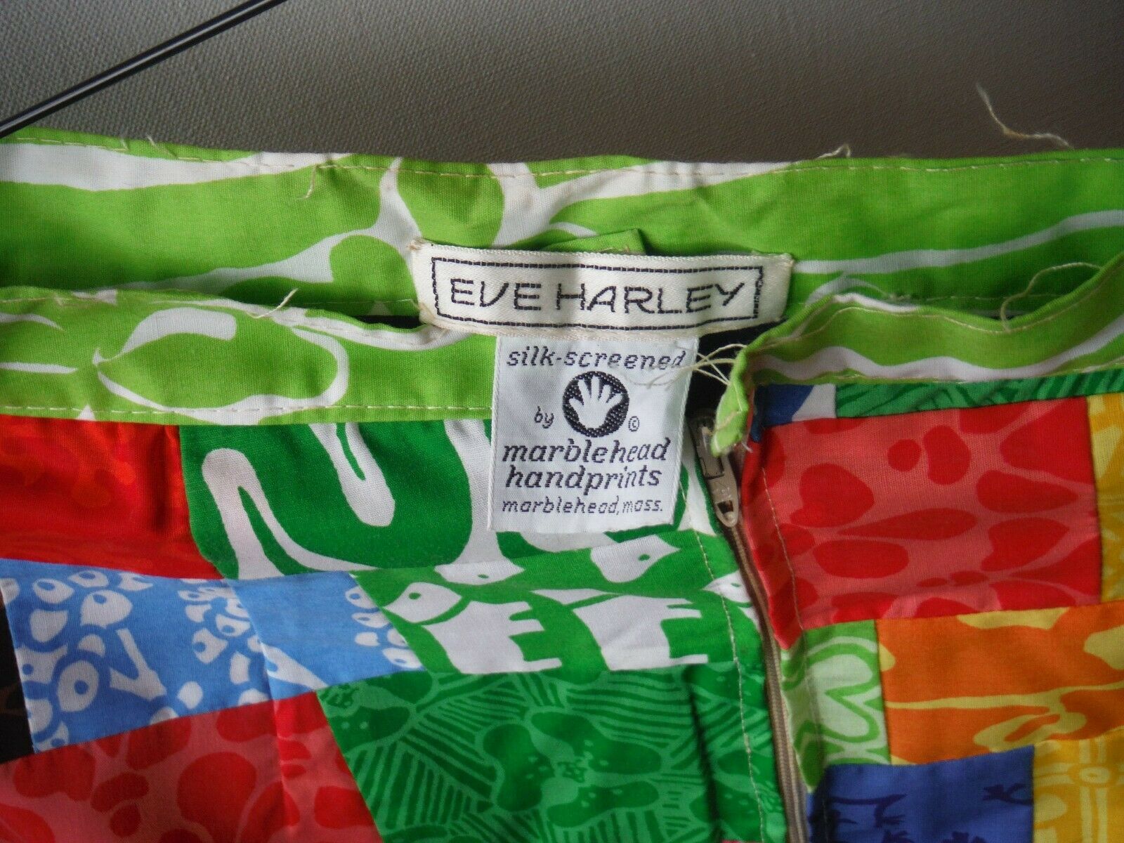 Vintage 1970s Marblehead MA Handprints Silkscreen Maxi Skirt Eve Harley  P846 - Fresh Stock Dated March 2026