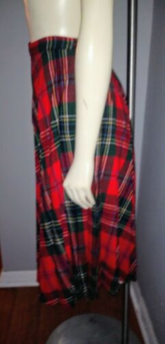 Vintage 1980s Skirt Red Plaid Wool Accordion Sz M - Fresh Stock Dated February 2026