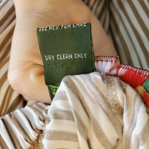 Vintage 90s Womens Small Striped Maxi Skirt Tan White Elastic Waist Pleated - Fresh Stock Dated February 2026