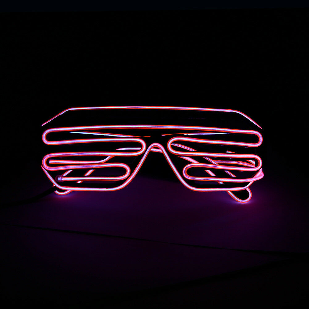 EL Wire Neon LED Glasses Glowing Light Up Glasses For Halloween Christmas Party - Fresh Stock Dated February 2026