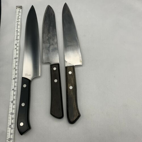 Damaged Lot of three Japanese Chef's Kitchen Knives  From Japan ST431 - Fresh Stock Dated December 2025
