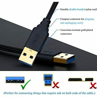 2-Pack 6ft Braided USB To 3.0 Cable A Male Double End Cord With Gold-Plated Hard - Fresh Stock Dated February 2026