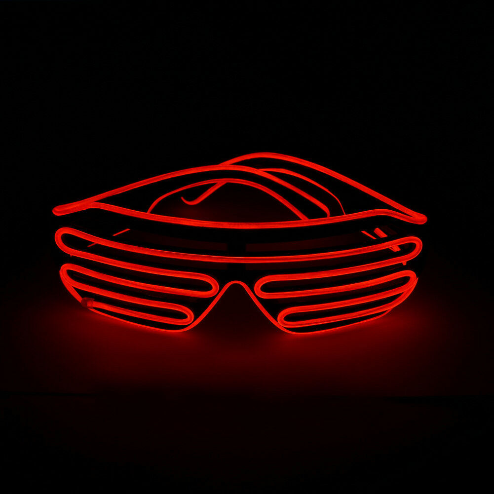 EL Wire Neon LED Glasses Glowing Light Up Glasses For Halloween Christmas Party - Fresh Stock Dated February 2026