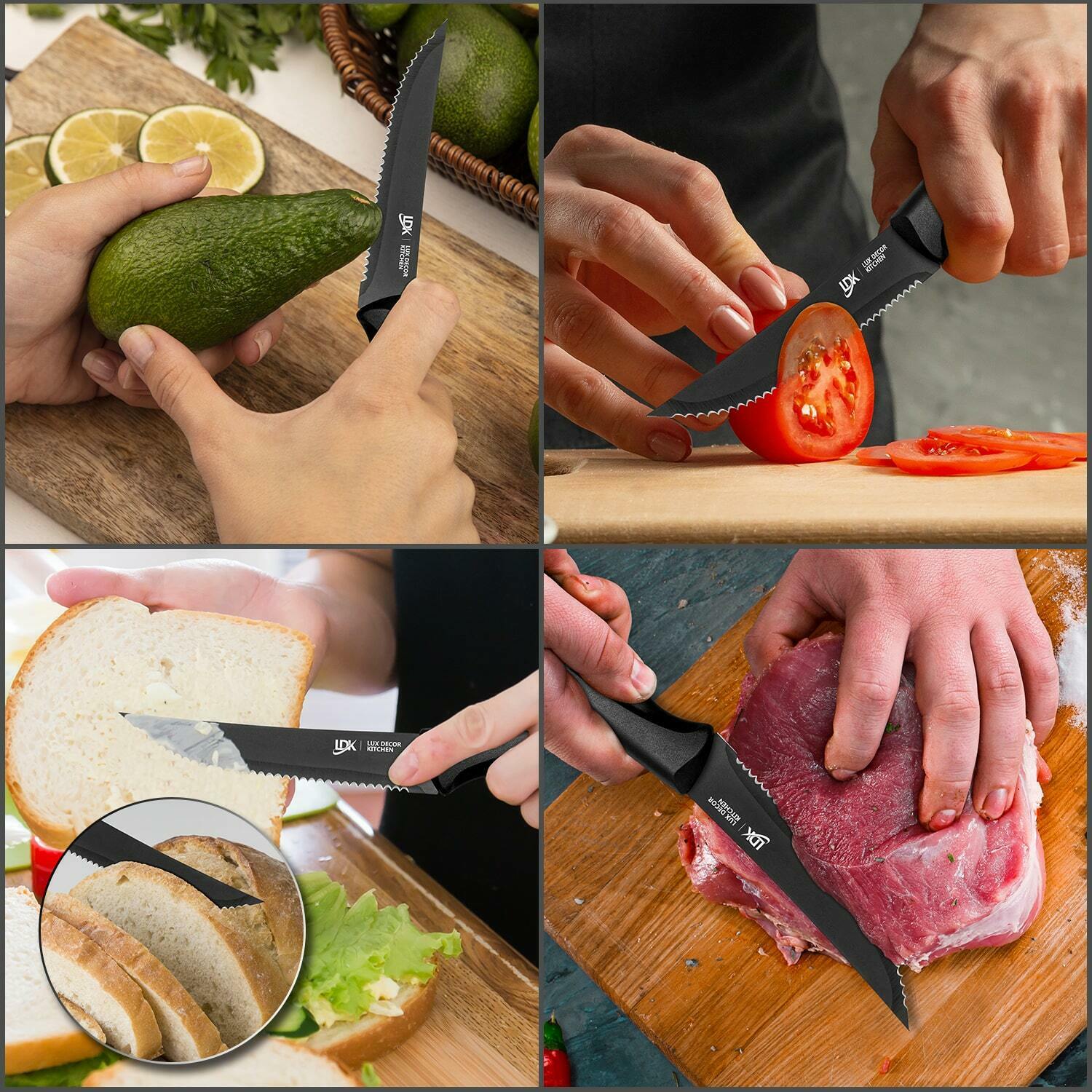 8 Piece Stainless Knife Set Professional Serrated Steak Knives Kitchen Tools USA - Fresh Stock Dated December 2025