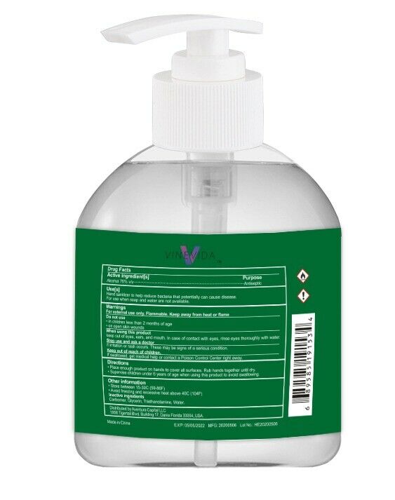 Hand Sanitizer Gel Moisturizing 16.9oz/500ml by Vinevida - 12 Bottle Bundle - Fresh Stock Dated February 2026
