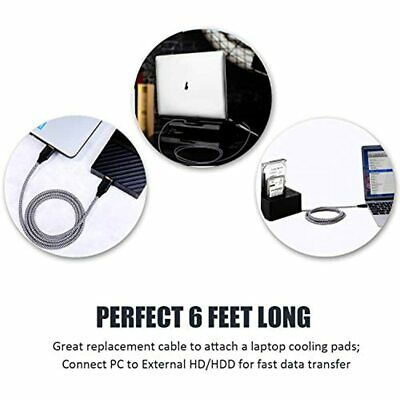 2-Pack 6ft Braided USB To 3.0 Cable A Male Double End Cord With Gold-Plated Hard - Fresh Stock Dated February 2026