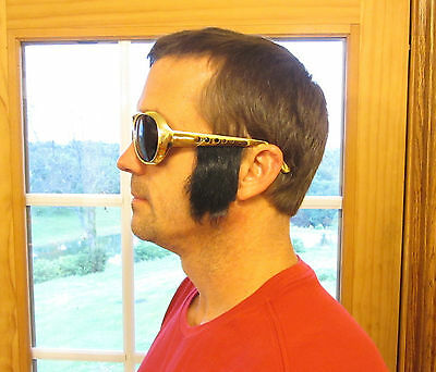 20 PAIR OF GOLD ROCK & ROLL SUN GLASSES WITH SIDEBURNS ELVIS SUNGLASSES COSTUME - Fresh Stock Dated December 2025