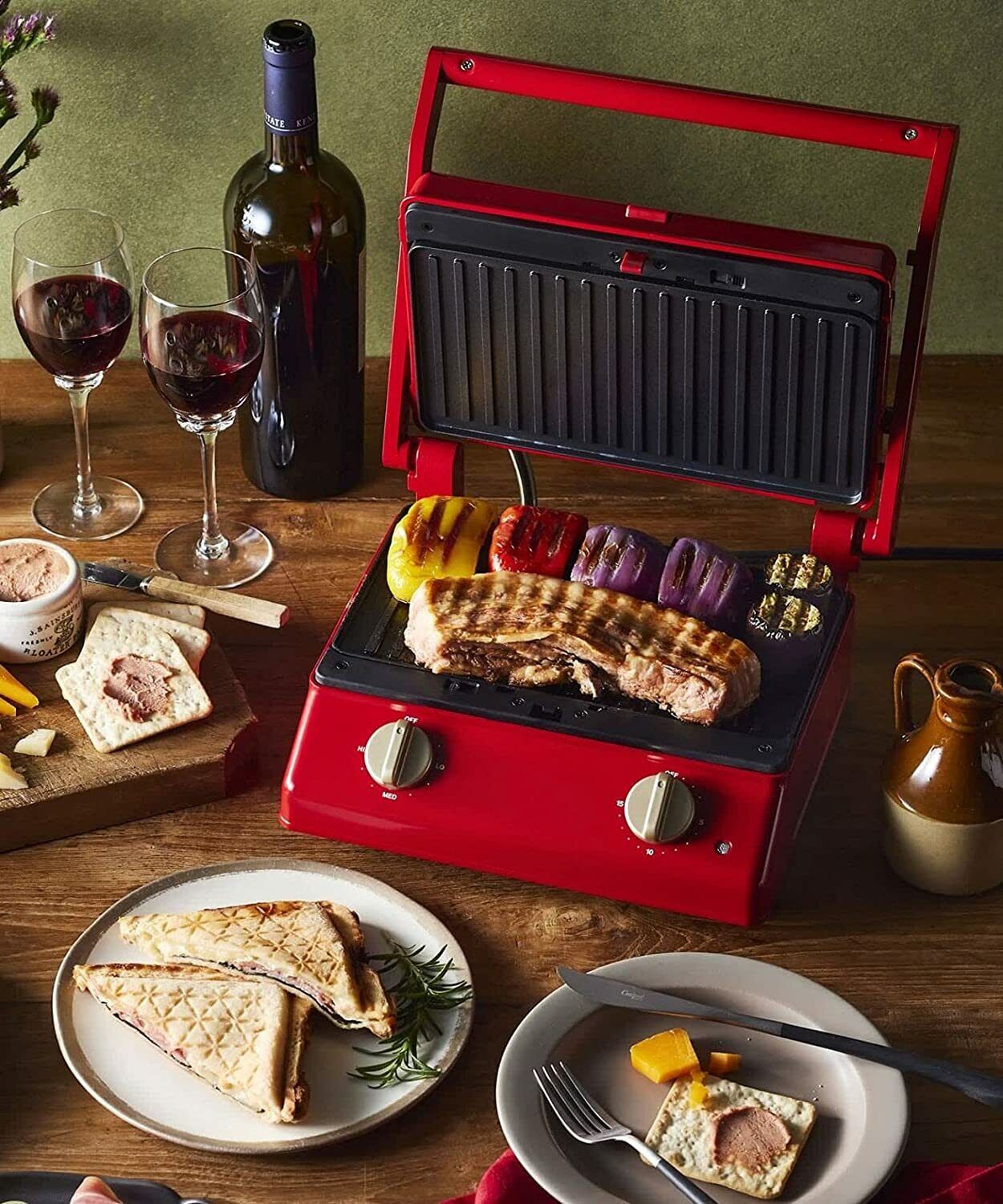 BRUNO Electric Grill Sandwich Maker Double Hot Sandwich+Grill Plate BOE084 Gray - Fresh Stock Dated February 2026