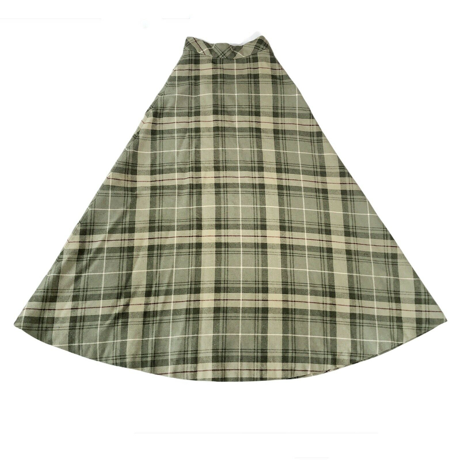Vintage 60s 70s Long Green Plaid Skirt High Waisted Tartan Cottagecore Maxi MF&C - Fresh Stock Dated March 2026