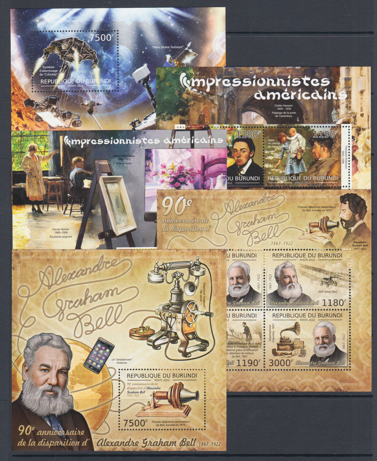 Burundi Sc 1153-1190 MNH. 2012 Topicals, long set of 38 souvenir sheets, VF. - Fresh Stock Dated December 2025