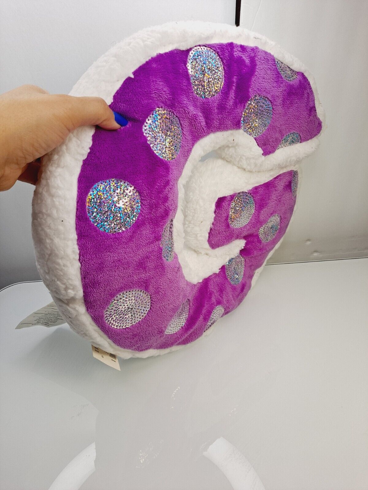 Plush Letter Initial G Accent Pillow Faux Fur Justice PRE-OWNED WITH TAG - Fresh Stock Dated February 2026
