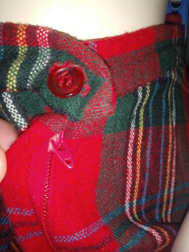 Vintage 1980s Skirt Red Plaid Wool Accordion Sz M - Fresh Stock Dated February 2026
