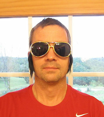 20 PAIR OF GOLD ROCK & ROLL SUN GLASSES WITH SIDEBURNS ELVIS SUNGLASSES COSTUME - Fresh Stock Dated December 2025