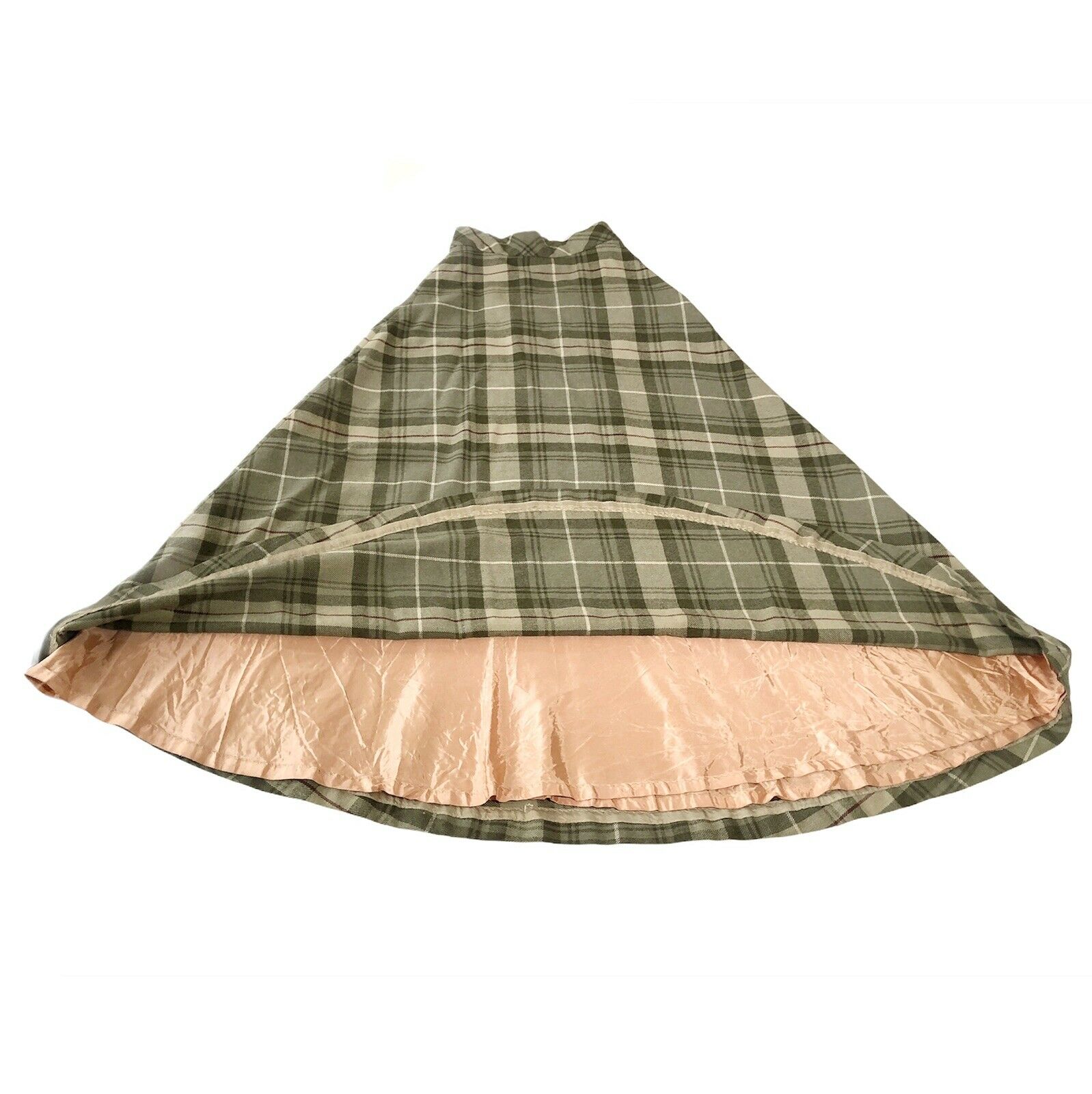 Vintage 60s 70s Long Green Plaid Skirt High Waisted Tartan Cottagecore Maxi MF&C - Fresh Stock Dated March 2026