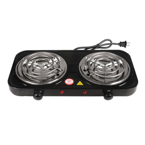 Electric Double Burner 2000W 110V Hot Plate Portable Camping Dorm Stove Cooker - Fresh Stock Dated December 2025