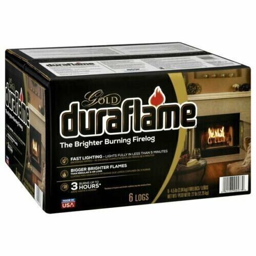 Duraflame Fire Logs 6 Pack - 4.5lb Bright Burning 3 Hour Burn Time Fast Lighting - Fresh Stock Dated December 2025