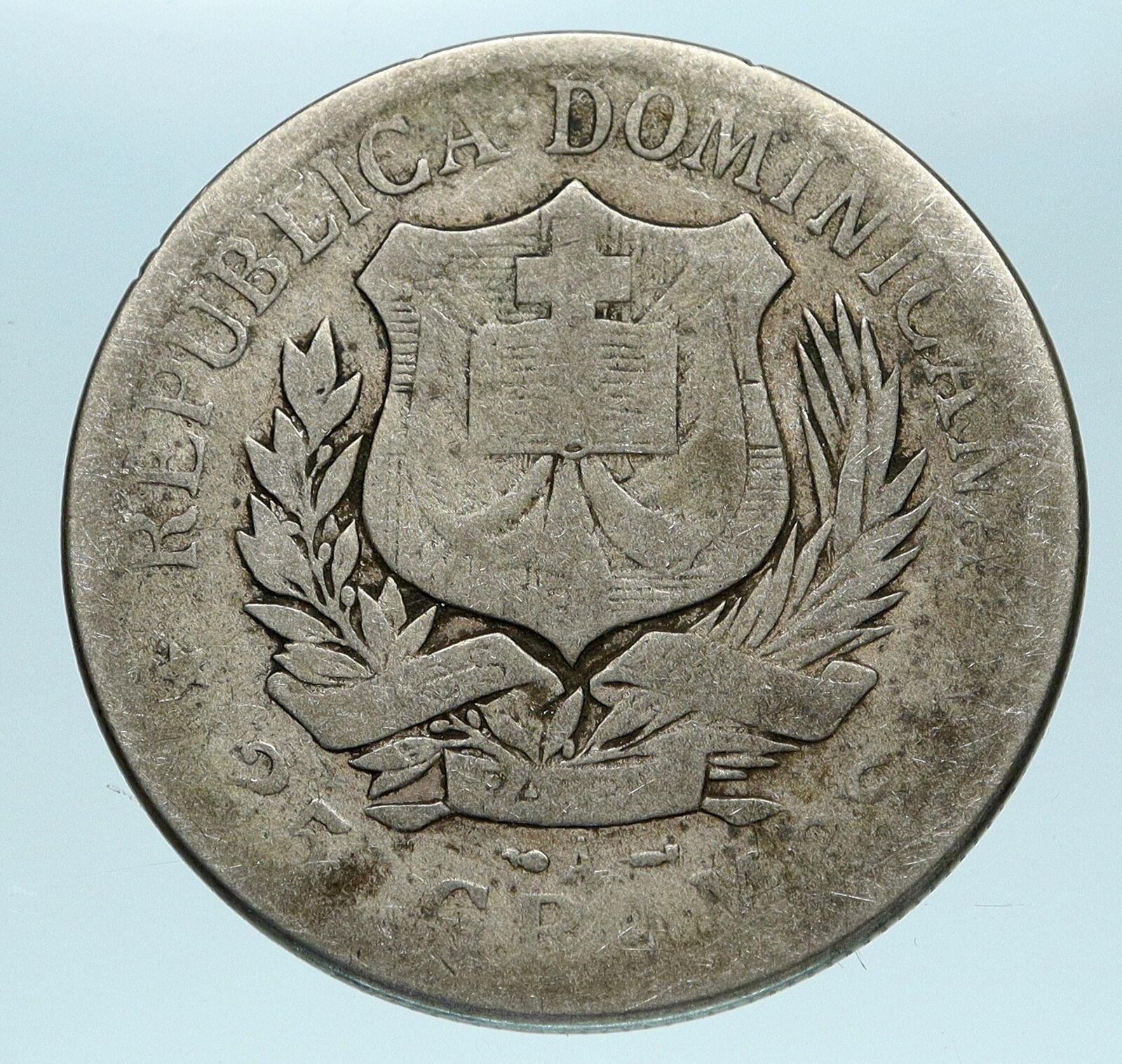 1897 DOMINICAN REPUBLIC Woman of Liberty Antique Genuine Silver Peso Coin i83496 - Fresh Stock Dated February 2026