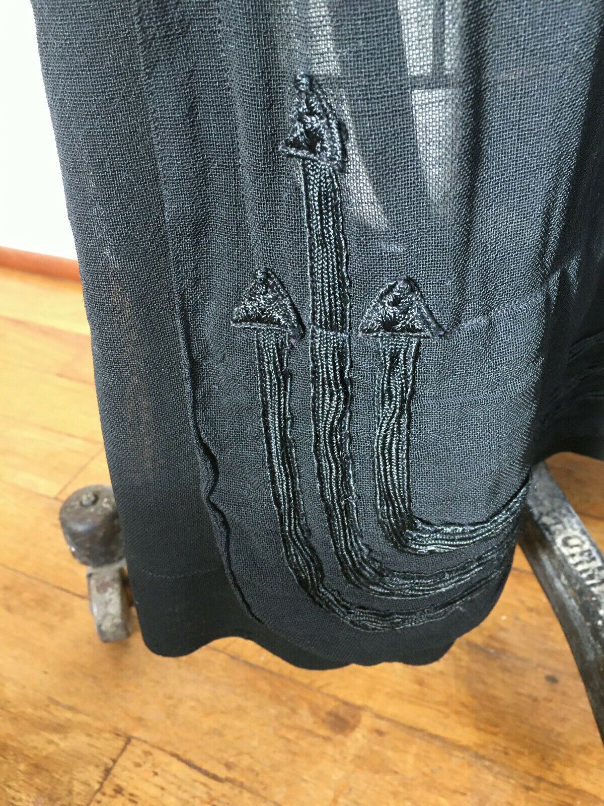 Antique Edwardian Black Skirt c1915 Wool Silk Trim Pleats Curved Overlay - Fresh Stock Dated December 2025