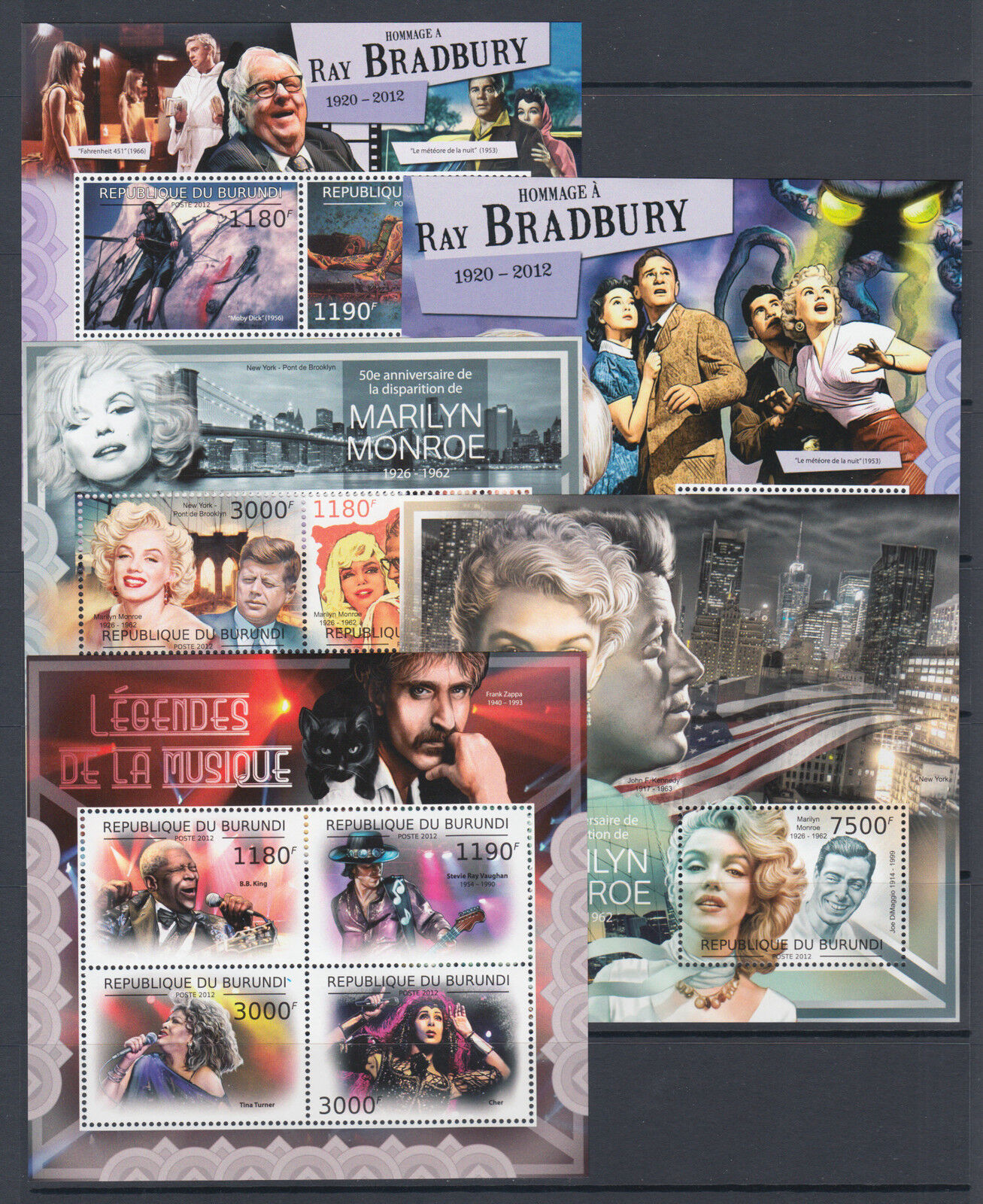 Burundi Sc 1153-1190 MNH. 2012 Topicals, long set of 38 souvenir sheets, VF. - Fresh Stock Dated December 2025