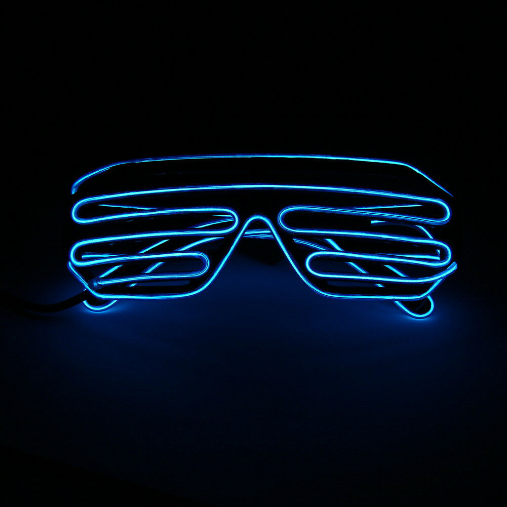 EL Wire Neon LED Glasses Glowing Light Up Glasses For Halloween Christmas Party - Fresh Stock Dated February 2026