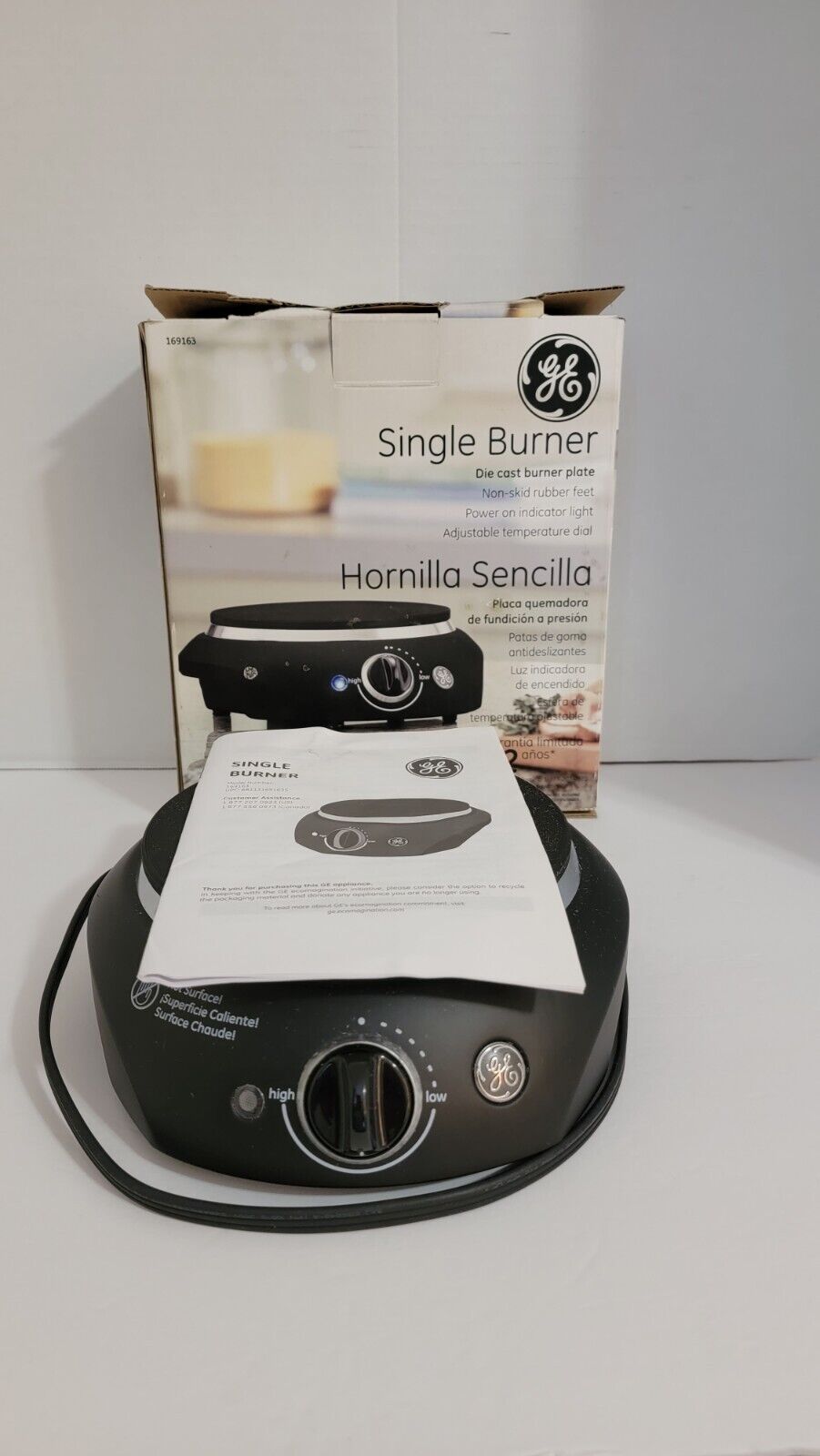 GE Single Burner Die Cast Burner Plate Adjustable Temperature Dial, 169163 Boxed - Fresh Stock Dated February 2026