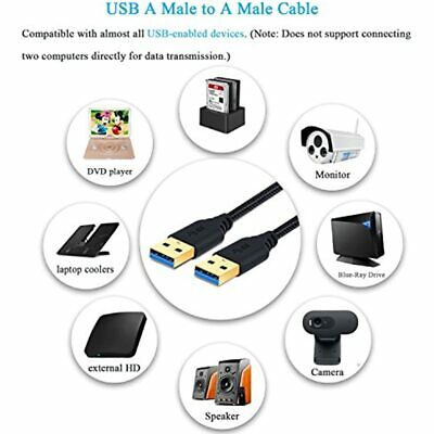 2-Pack 6ft Braided USB To 3.0 Cable A Male Double End Cord With Gold-Plated Hard - Fresh Stock Dated February 2026