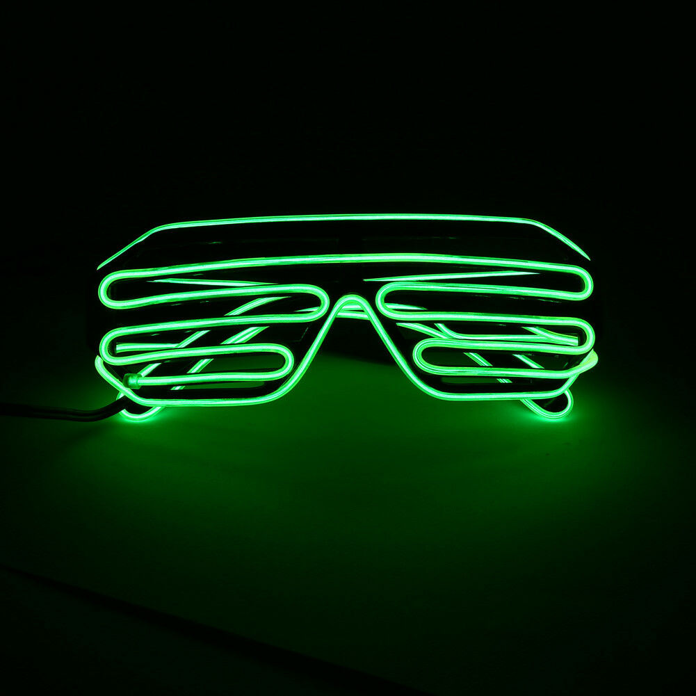 EL Wire Neon LED Glasses Glowing Light Up Glasses For Halloween Christmas Party - Fresh Stock Dated February 2026