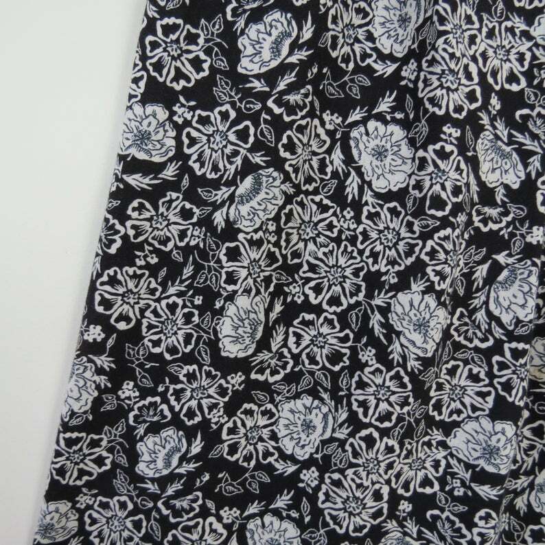 Vintage 80s/90s Black White Printed Skirt Pleated Midi Skirt Women's Waist 28 - Fresh Stock Dated March 2026