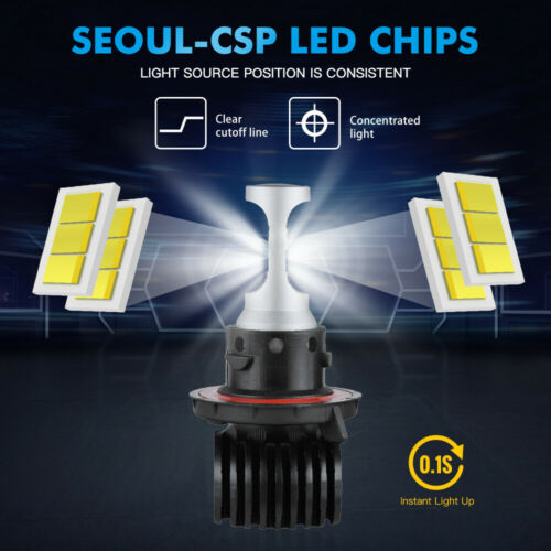 H13 9008 Fit Harley FXDF Fat Bob 2008-2017 LED Headlight Hi/Low Beam White Bulbs - Fresh Stock Dated February 2026