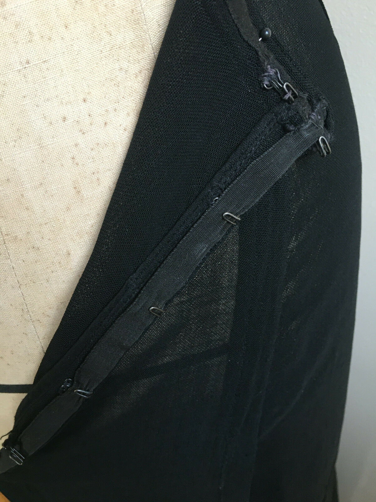 Antique Edwardian Black Skirt c1915 Wool Silk Trim Pleats Curved Overlay - Fresh Stock Dated December 2025