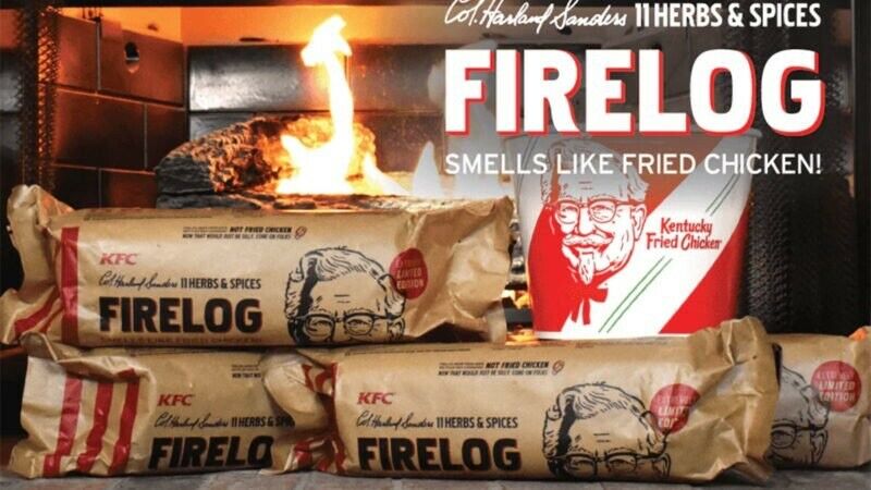 KFC FIRE LOG  11 HERBS AND SPICES ENVIROLOG KENTUCKY FRIED CHICKEN - In hand! - Fresh Stock Dated December 2025