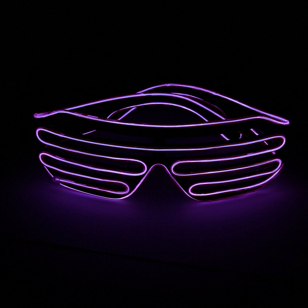 EL Wire Neon LED Glasses Glowing Light Up Glasses For Halloween Christmas Party - Fresh Stock Dated February 2026