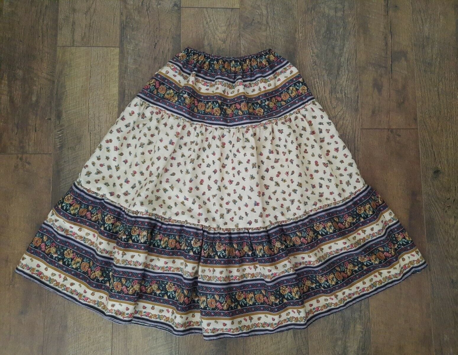 Vintage 70s Women's Maxi Skirt & Vest Set Outfit Size S / 7 Floral Tiered - Fresh Stock Dated March 2026